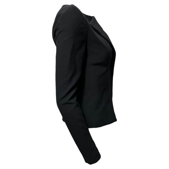 Roland Mouret Collared Hidden Closure Blazer in Black Wool